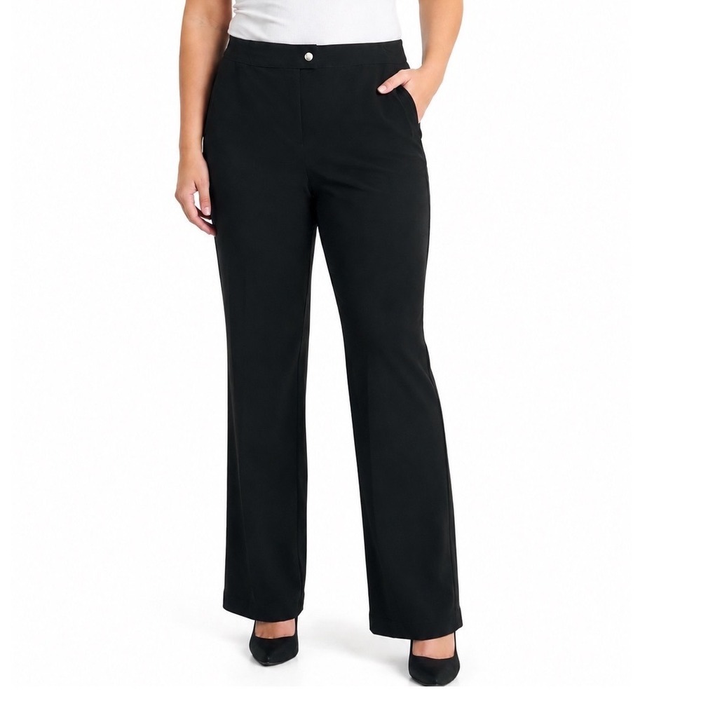 Chico's Zenergy Black Straight Leg Stretch Trousers Size 1 RG Women's M 8/10